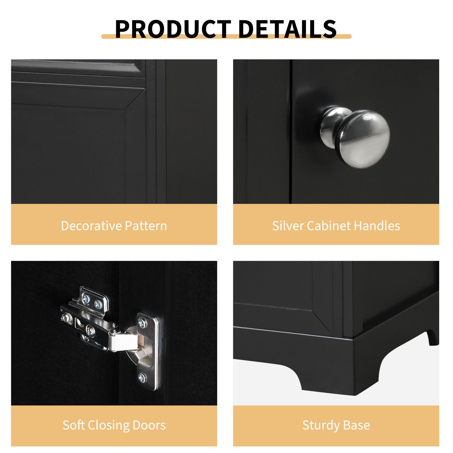 VanityFus 20-in Bathroom Vanity Black Single Sink Combo with Ceramic Top 1 Soft Close Door Adjustable Shelves