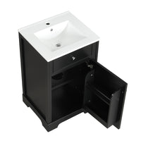 VanityFus 20-in Bathroom Vanity Black Single Sink Combo with Ceramic Top 1 Soft Close Door Adjustable Shelves