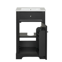VanityFus 20-in Bathroom Vanity Black Single Sink Combo with Ceramic Top 1 Soft Close Door Adjustable Shelves