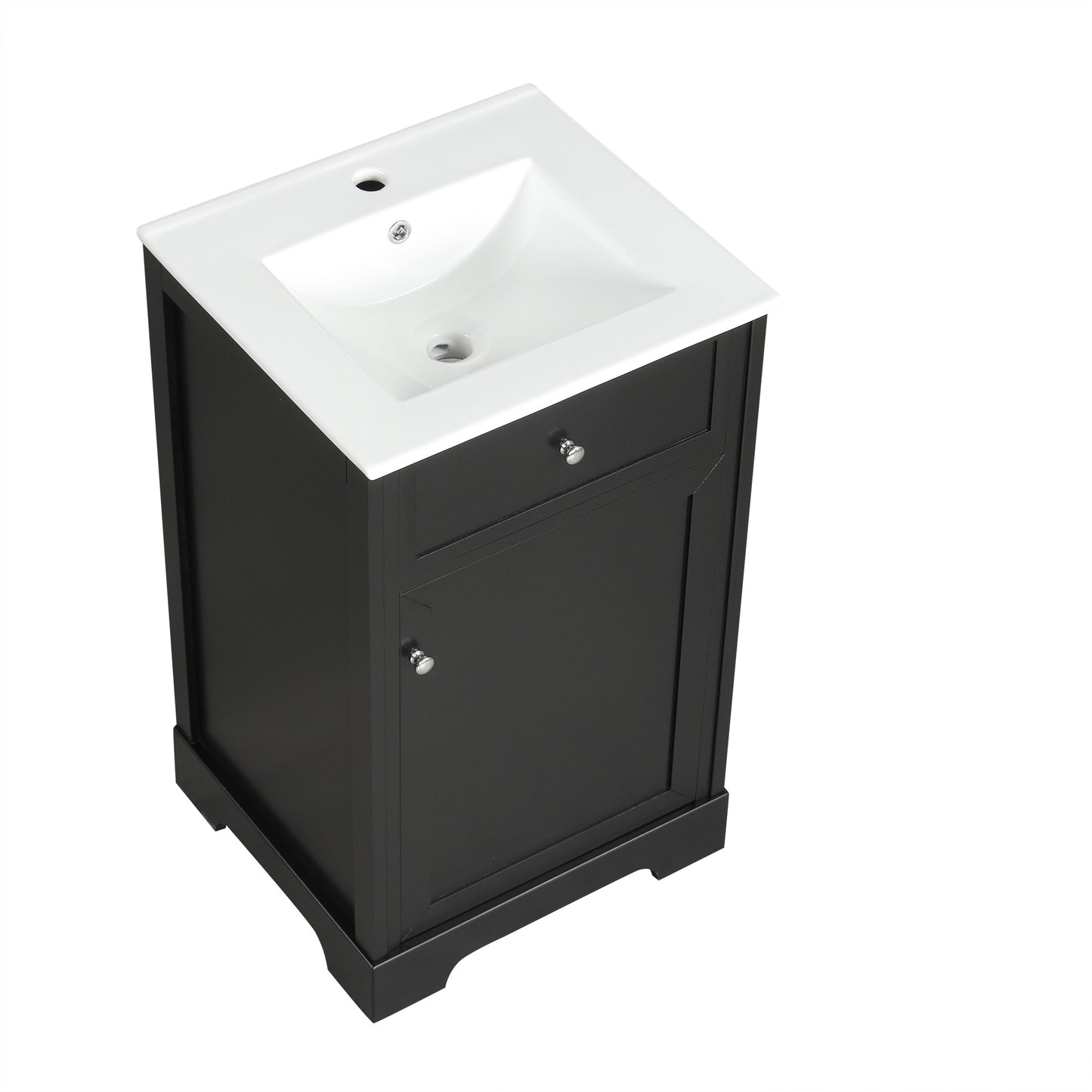VanityFus 20-in Bathroom Vanity Black Single Sink Combo with Ceramic Top 1 Soft Close Door Adjustable Shelves