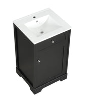 VanityFus 20-in Bathroom Vanity Black Single Sink Combo with Ceramic Top 1 Soft Close Door Adjustable Shelves
