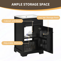 VanityFus 20-in Bathroom Vanity Black Single Sink Combo with Ceramic Top 1 Soft Close Door Adjustable Shelves