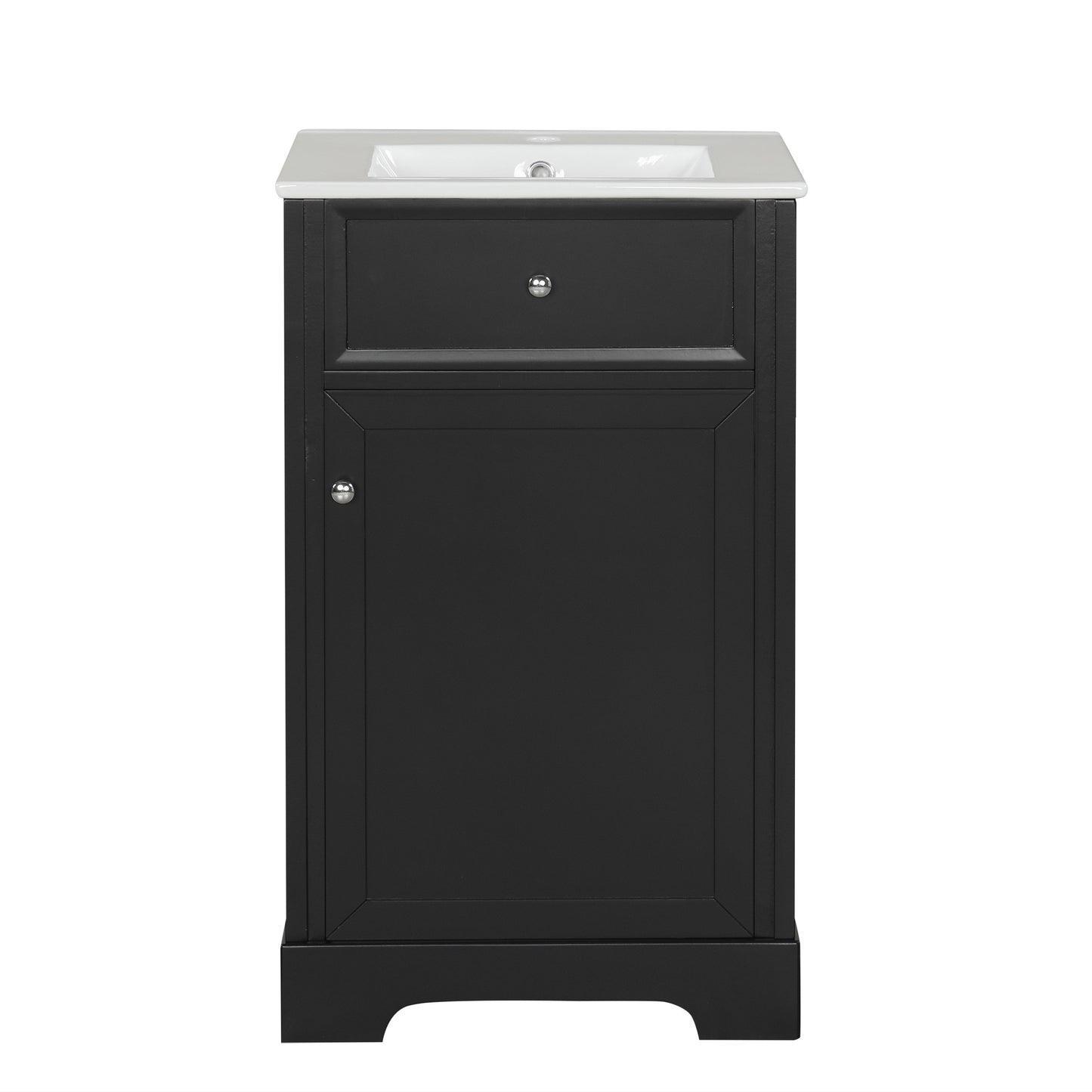 VanityFus 20-in Bathroom Vanity Black Single Sink Combo with Ceramic Top 1 Soft Close Door Adjustable Shelves