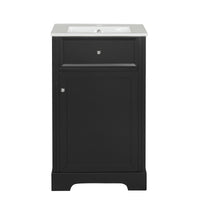 VanityFus 20-in Bathroom Vanity Black Single Sink Combo with Ceramic Top 1 Soft Close Door Adjustable Shelves