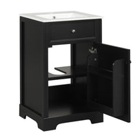 VanityFus 20-in Bathroom Vanity Black Single Sink Combo with Ceramic Top 1 Soft Close Door Adjustable Shelves