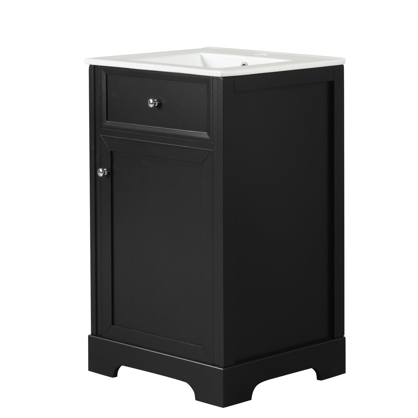 VanityFus 20-in Bathroom Vanity Black Single Sink Combo with Ceramic Top 1 Soft Close Door Adjustable Shelves