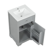 VanityFus 20-in Bathroom Vanity Gray Single Sink Combo with Ceramic Top 1 Soft Close Door Adjustable Shelves