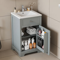 VanityFus 20-in Bathroom Vanity Gray Single Sink Combo with Ceramic Top 1 Soft Close Door Adjustable Shelves