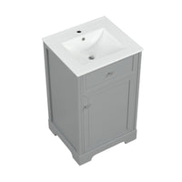 VanityFus 20-in Bathroom Vanity Gray Single Sink Combo with Ceramic Top 1 Soft Close Door Adjustable Shelves