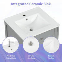 VanityFus 20-in Bathroom Vanity Gray Single Sink Combo with Ceramic Top 1 Soft Close Door Adjustable Shelves