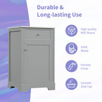 VanityFus 20-in Bathroom Vanity Gray Single Sink Combo with Ceramic Top 1 Soft Close Door Adjustable Shelves