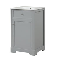 VanityFus 20-in Bathroom Vanity Gray Single Sink Combo with Ceramic Top 1 Soft Close Door Adjustable Shelves