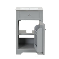 VanityFus 20-in Bathroom Vanity Gray Single Sink Combo with Ceramic Top 1 Soft Close Door Adjustable Shelves