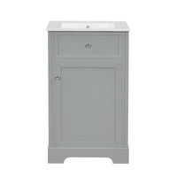 VanityFus 20-in Bathroom Vanity Gray Single Sink Combo with Ceramic Top 1 Soft Close Door Adjustable Shelves