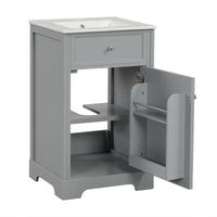 VanityFus 20-in Bathroom Vanity Gray Single Sink Combo with Ceramic Top 1 Soft Close Door Adjustable Shelves