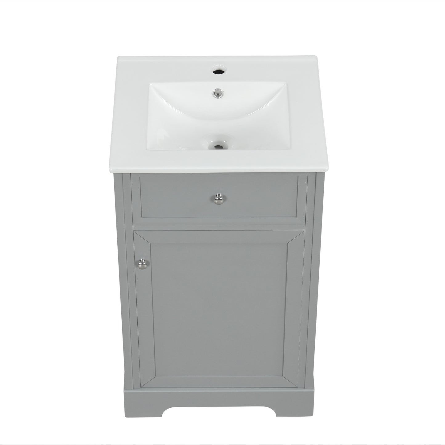VanityFus 20-in Bathroom Vanity Gray Single Sink Combo with Ceramic Top 1 Soft Close Door Adjustable Shelves
