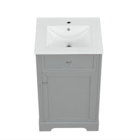 VanityFus 20-in Bathroom Vanity Gray Single Sink Combo with Ceramic Top 1 Soft Close Door Adjustable Shelves