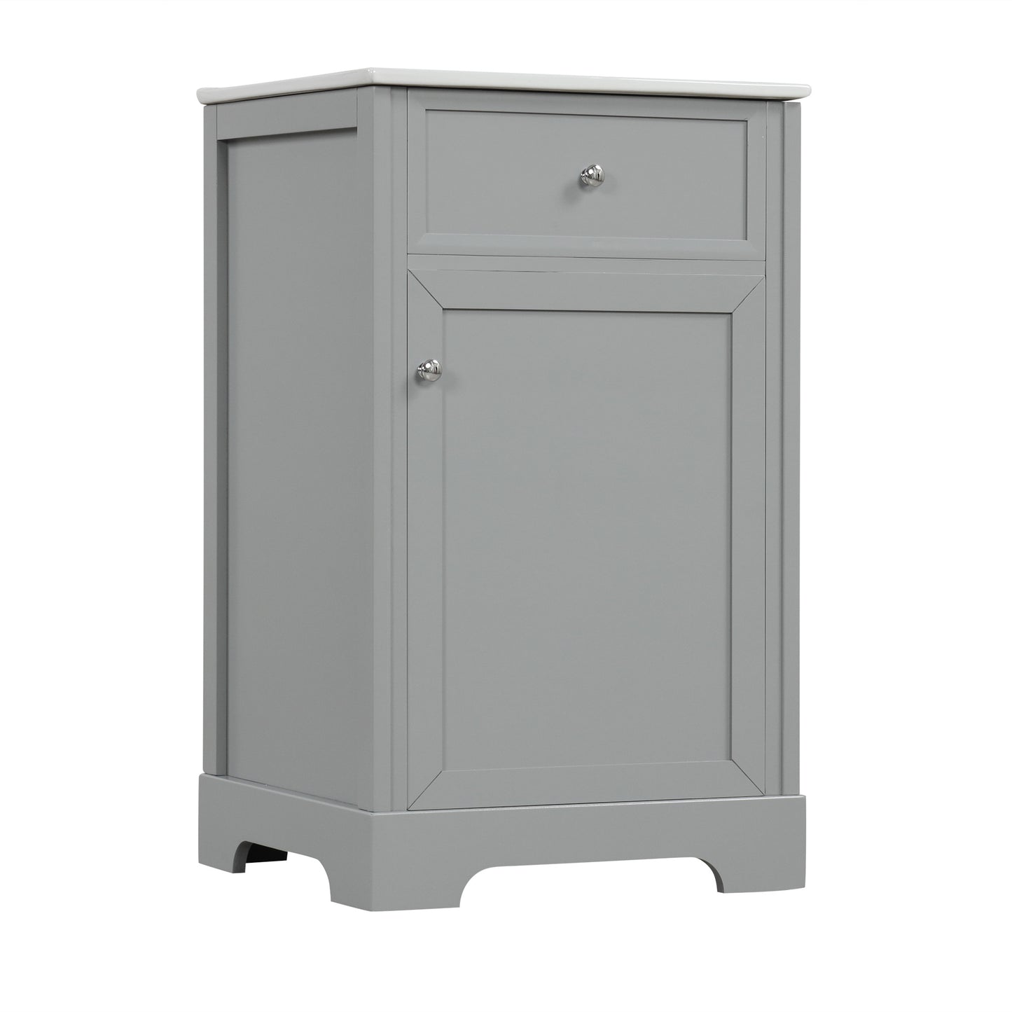 VanityFus 20-in Bathroom Vanity Gray Single Sink Combo with Ceramic Top 1 Soft Close Door Adjustable Shelves