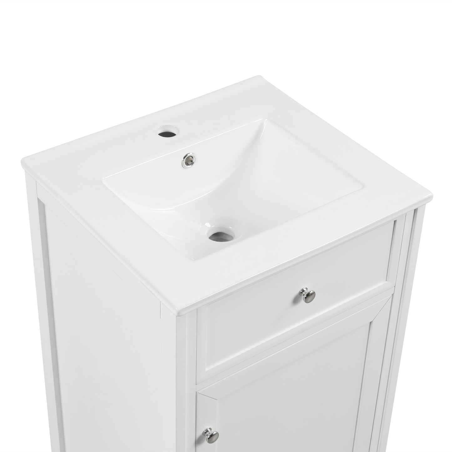 VanityFus 20-in Bathroom Vanity White Single Sink Combo with Ceramic Top 1 Soft Close Door Adjustable Shelves