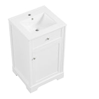 VanityFus 20-in Bathroom Vanity White Single Sink Combo with Ceramic Top 1 Soft Close Door Adjustable Shelves