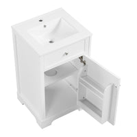 VanityFus 20-in Bathroom Vanity White Single Sink Combo with Ceramic Top 1 Soft Close Door Adjustable Shelves