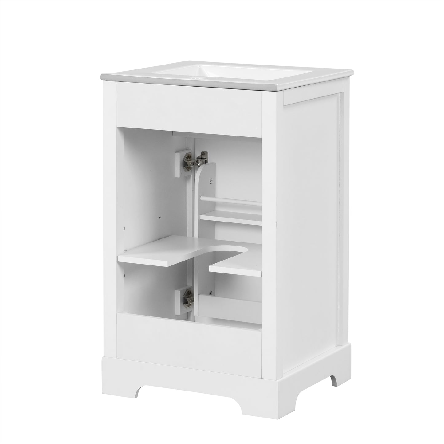 VanityFus 20-in Bathroom Vanity White Single Sink Combo with Ceramic Top 1 Soft Close Door Adjustable Shelves
