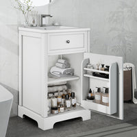 VanityFus 20-in Bathroom Vanity White Single Sink Combo with Ceramic Top 1 Soft Close Door Adjustable Shelves