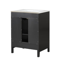 VanityFus 24-in Bathroom Vanity Black Single Sink Combo with Ceramic Top 1 Soft Close Door 2 Drawers Adjustable Shelves