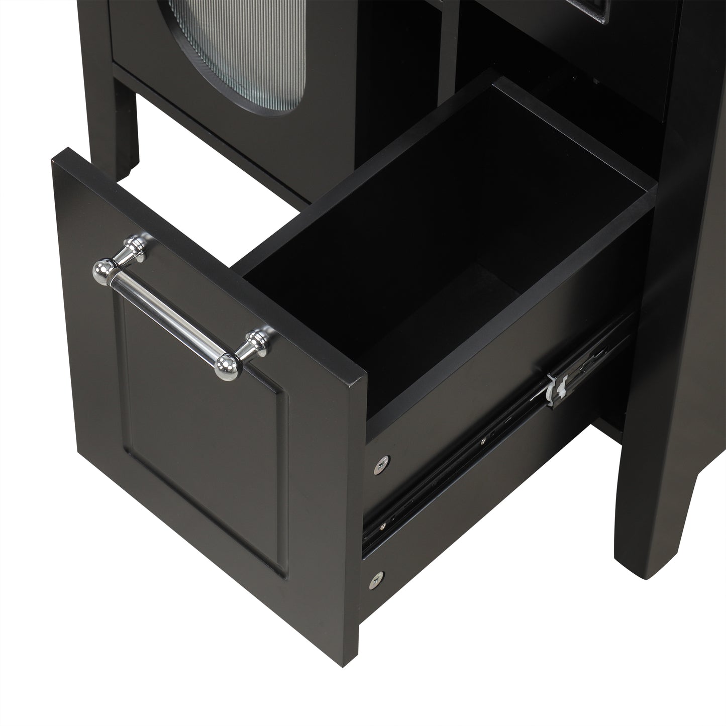 VanityFus 24-in Bathroom Vanity Black Single Sink Combo with Ceramic Top 1 Soft Close Door 2 Drawers Adjustable Shelves