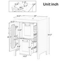 VanityFus 24-in Bathroom Vanity Gray Single Sink Combo with Ceramic Top 1 Soft Close Door 2 Drawers Adjustable Shelves