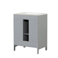 VanityFus 24-in Bathroom Vanity Gray Single Sink Combo with Ceramic Top 1 Soft Close Door 2 Drawers Adjustable Shelves