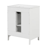 VanityFus 24-in Bathroom Vanity White Single Sink Combo with Ceramic Top 1 Soft Close Door 2 Drawers Adjustable Shelves