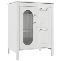 VanityFus 24-in Bathroom Vanity White Single Sink Combo with Ceramic Top 1 Soft Close Door 2 Drawers Adjustable Shelves