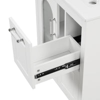VanityFus 24-in Bathroom Vanity White Single Sink Combo with Ceramic Top 1 Soft Close Door 2 Drawers Adjustable Shelves
