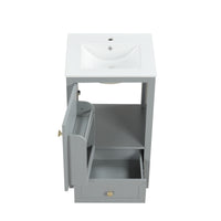 VanityFus 20-in Bathroom Vanity Gray Single Sink Combo with Ceramic Top 1 Soft Close Door 1 Drawer