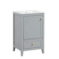 VanityFus 20-in Bathroom Vanity Gray Single Sink Combo with Ceramic Top 1 Soft Close Door 1 Drawer