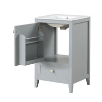 VanityFus 20-in Bathroom Vanity Gray Single Sink Combo with Ceramic Top 1 Soft Close Door 1 Drawer