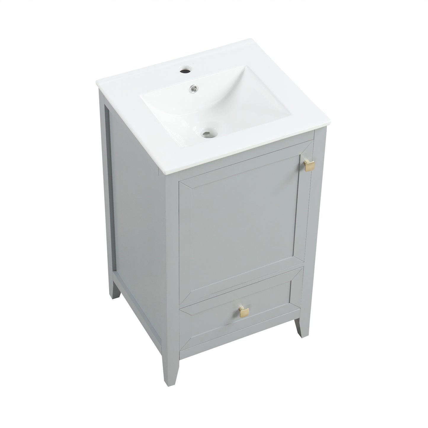 VanityFus 20-in Bathroom Vanity Gray Single Sink Combo with Ceramic Top 1 Soft Close Door 1 Drawer