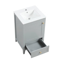VanityFus 20-in Bathroom Vanity Gray Single Sink Combo with Ceramic Top 1 Soft Close Door 1 Drawer