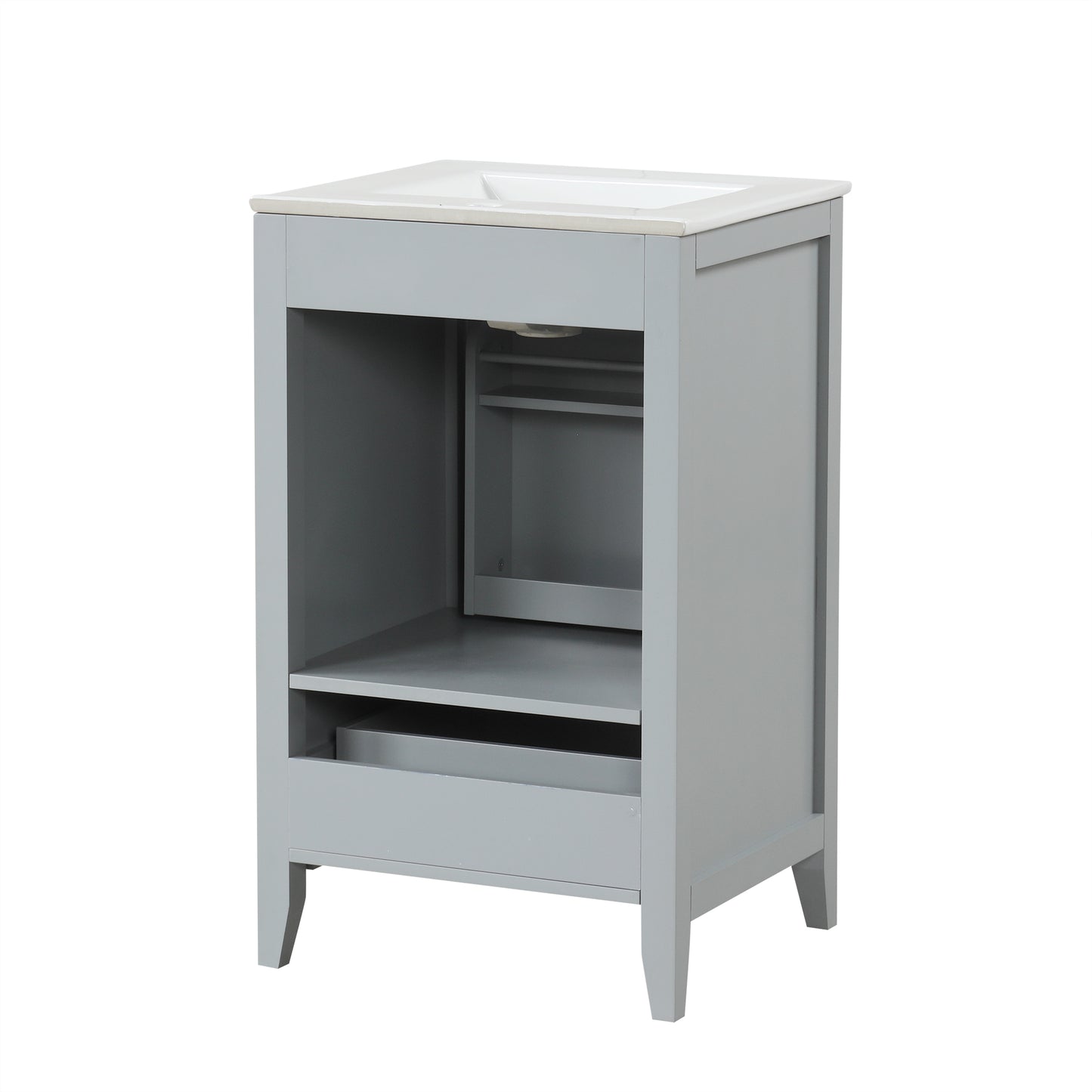 VanityFus 20-in Bathroom Vanity Gray Single Sink Combo with Ceramic Top 1 Soft Close Door 1 Drawer