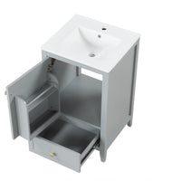 VanityFus 20-in Bathroom Vanity Gray Single Sink Combo with Ceramic Top 1 Soft Close Door 1 Drawer