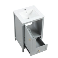 VanityFus 20-in Bathroom Vanity Gray Single Sink Combo with Ceramic Top 1 Soft Close Door 1 Drawer
