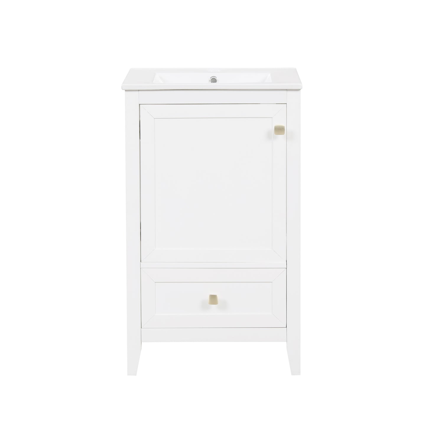 VanityFus 20-in Bathroom Vanity White Single Sink Combo with Ceramic Top 1 Soft Close Door 1 Drawer