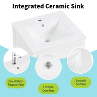 VanityFus 20-in Bathroom Vanity White Single Sink Combo with Ceramic Top 1 Soft Close Door 1 Drawer