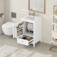 VanityFus 20-in Bathroom Vanity White Single Sink Combo with Ceramic Top 1 Soft Close Door 1 Drawer