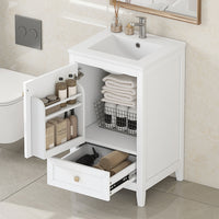 VanityFus 20-in Bathroom Vanity White Single Sink Combo with Ceramic Top 1 Soft Close Door 1 Drawer