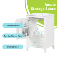 VanityFus 20-in Bathroom Vanity White Single Sink Combo with Ceramic Top 1 Soft Close Door 1 Drawer