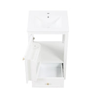 VanityFus 20-in Bathroom Vanity White Single Sink Combo with Ceramic Top 1 Soft Close Door 1 Drawer