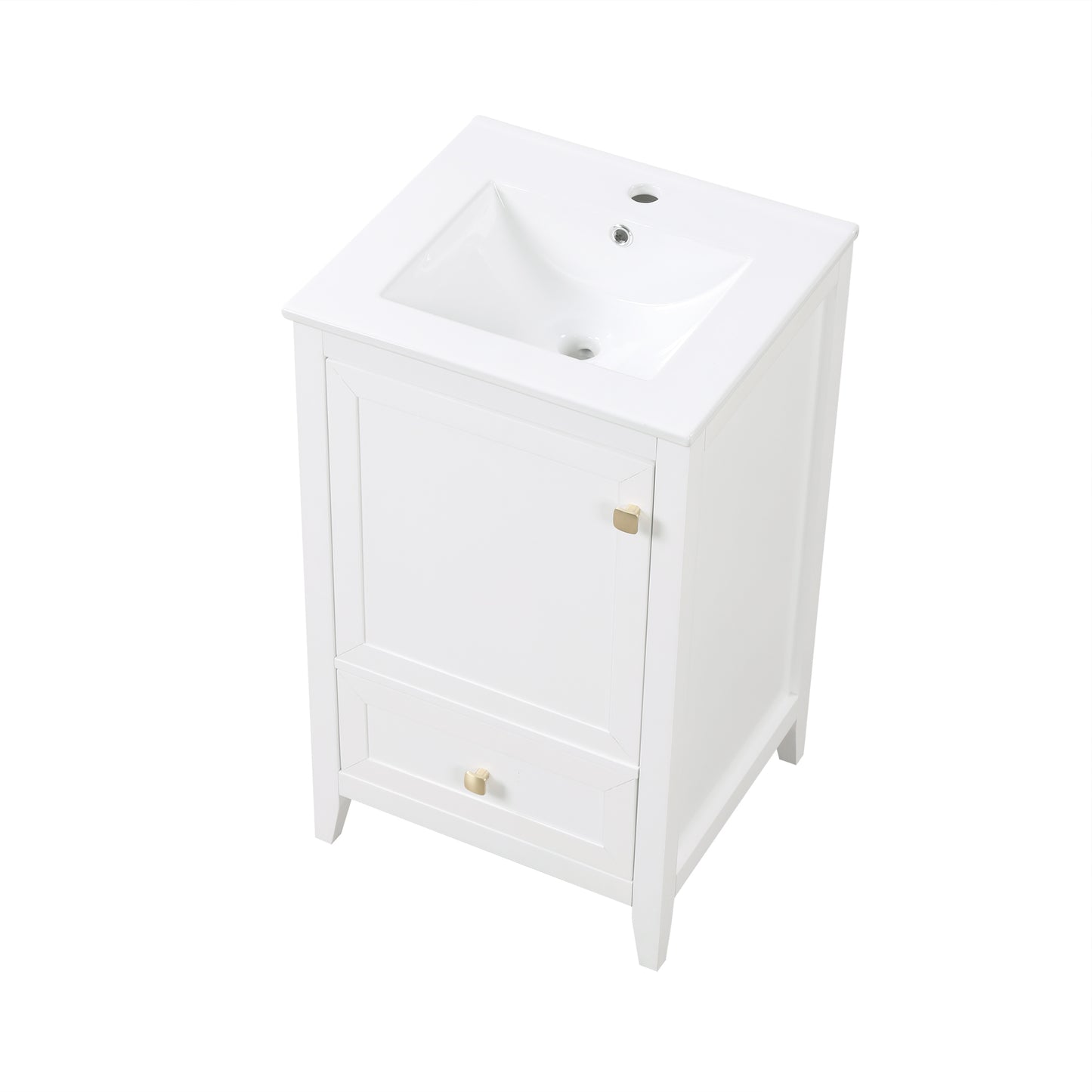 VanityFus 20-in Bathroom Vanity White Single Sink Combo with Ceramic Top 1 Soft Close Door 1 Drawer