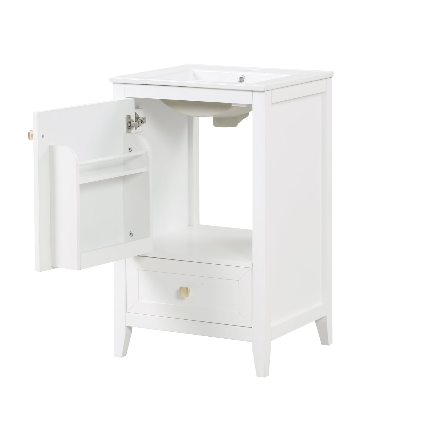 VanityFus 20-in Bathroom Vanity White Single Sink Combo with Ceramic Top 1 Soft Close Door 1 Drawer